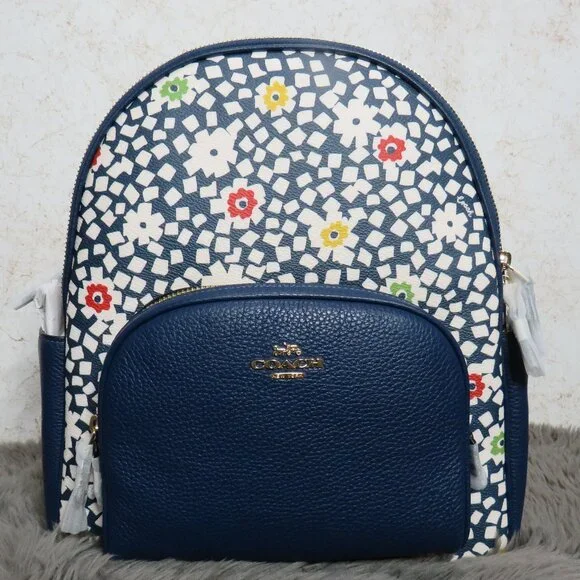 Coach Navy Blue Backpack with Floral Charm Coach Floral Backpacks for Women for sale | eBay main image 3